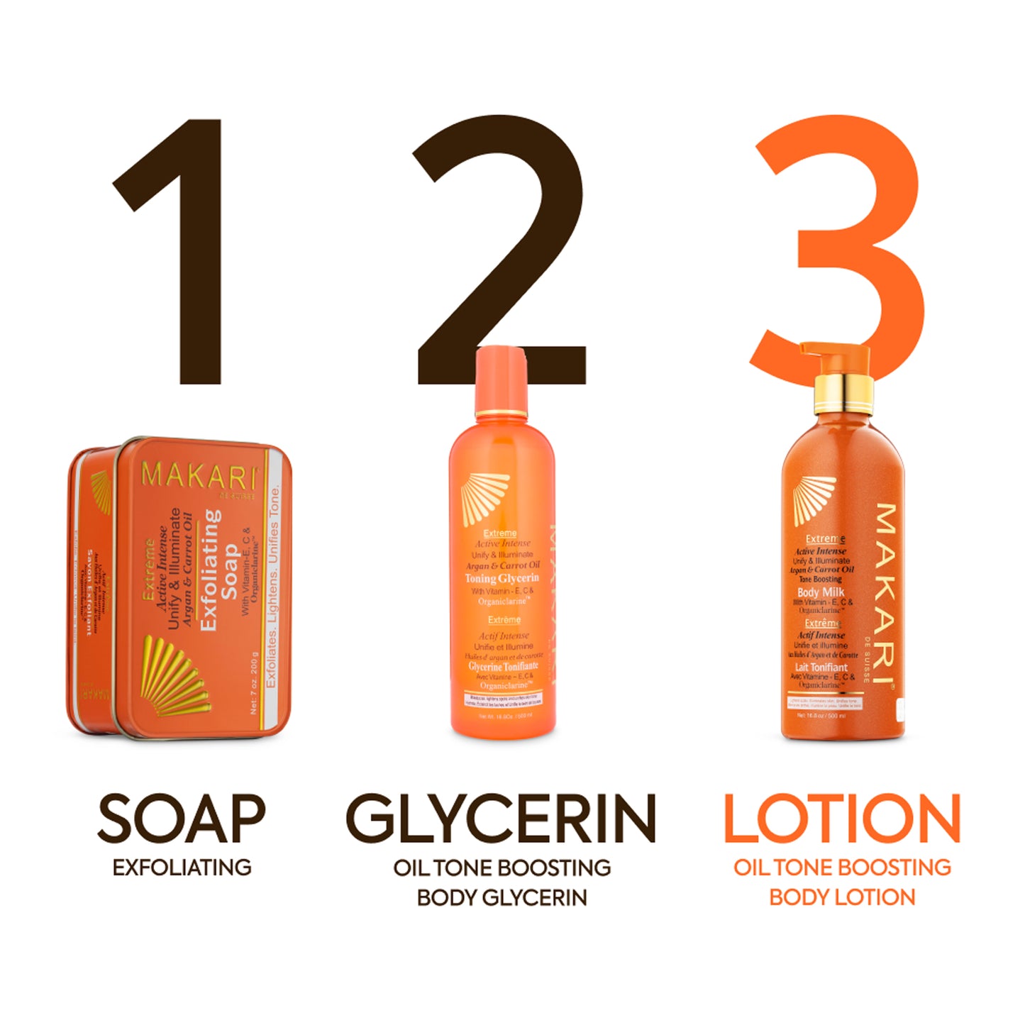 Lait tonifiant extrême à l'huile d'argan et de carotte 